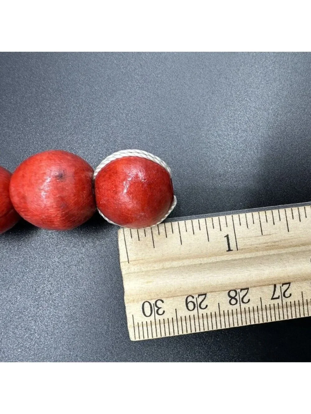 Wooden Bead Garlands 9 Ft Cranberry Red Christmas Tree Decoration Lot Of 4